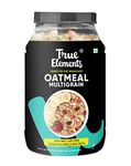 True Elements Multigrain Oatmeal 1kg - With Rolled Oats and 27% Millets (Jowar, Barley & Amaranth Puffs) | Overnight Oats | 100% Wholegrain Cereal | Oatmeal with chia, flax seeds & almonds | Freeze-dried fruits & Cranberries