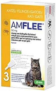 Amflee Spot On für Katzen gegen Flöhe & Zecken, Fipronil, 50 mg Lösung zum Auftropfen, mit 3 Einzeldosis-Pipetten