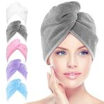 AIDEA Microfibre Hair Towel Wrap, 5 Pack Hair Turbans, Super Absorbent Quick Dry Hair Towel Wrap for All Hair Types Anti Frizz, 25x66CM