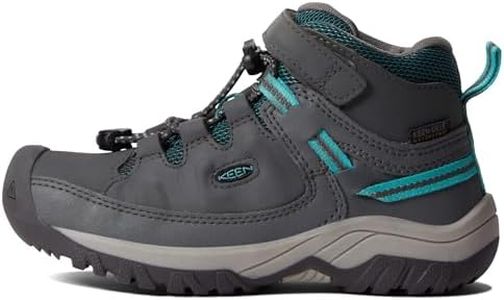 KEEN Targhee Mid Height Waterproof Hiking Boots, Steel Grey/Porcelain, 10 US Unisex Little Kid