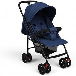 Mothercare Beam Baby Stroller/Pram for 0 to 3 Years (Upto 15Kg), New Born/Toddler/Kid, 5 Point Safety Harness, Adjustable backrest, 360° Swivel Wheel, Large Storage Basket, Reversible Handlebar (Blue)