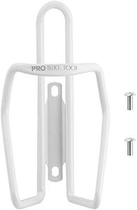 PRO BIKE TOOL Bike Water Bottle Holder – Modern Tubular Design - White Color & Gloss Finish Strong Bicycle Bottle Cage, Great for Road and Mountain Bikes