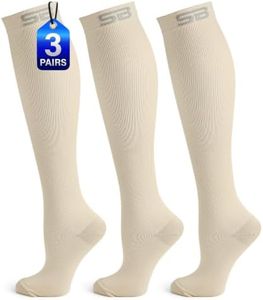 SB SOX 3-Pair Compression Socks (15-20mmHg) for Men & Women – Best Socks for All Day Wear! (S/M, 02 – Solid Nude)