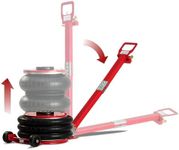 BullsArmor Air Jack 5 Ton (11,000 lbs) Capacity - Heavy Duty Triple Bag Pneumatic Air Bag Car Jack for Rapid Lift (Lifting Height Range: 5.9 – 15.8 inches) with Adjustable Handle – Lava Red
