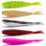 FishTrip Fishing Soft Plastic Lures, 30pcs Crappie Bait Swimbait Minnow Lures with Fork Tail for Drop Shot Rigs Freshwater Saltwater