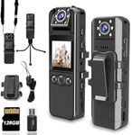 Body Camera with Audio and Video Recording, Unltra 4K Body Cam with 180° Rotating Lens, 6HR Battery, IR Cut Auto Night Vision, 128GB Body Worn Camcorder Personal Civilians Police Law Enforcement