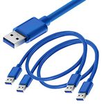 Storite 2 Pack 60cm Super Speed USB 3.0 Type A Cable - Male to Male USB Cord Short Cable for Hard Drive Enclosures, Laptop Cooling Pad, DVD Players - Blue