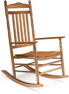 VINGLI Wood Rocking Chair Outdoor with 450 lbs Support Relaxing Rocker Solid Wood High Back Seat Reclining Seat for Deck, Garden, Backyard, Porch, Indoor or Outdoor Use, Teak