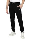 Alan Jones Clothing Men Side Panel Detail Cotton Joggers Track Pant (Black_M)