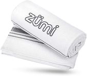 Zumi 100% Cotton Quick Dry Large Travel Towel - Soft, Thin, Compact, Highly Absorbent, Lightweight Camping Towel for Beach, Gym, Bath, Shower, Swimming, Dorm, RV - White