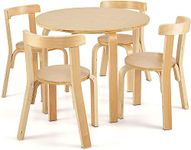 HONEY JOY Kids Table and Chair Set, Bentwood Toddler Round Table and 4 Chairs for Craft Art, Building Block, 5-Piece Children Furniture Set for Daycare, Kindergarten, Playroom