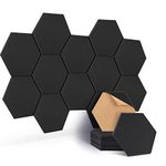 JAMELO 12 Pcs Self-Adhesive Acoustic Absorption Panels, High Density 12" X 10" X 0.4" Soundproof Acoustic Panel, Hexagon Sound Absorbing Panels for Recording Studio & Home & Offices (Black)