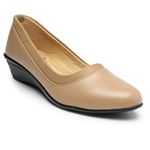 NATSHUZ Casual and Formal Comfortable Slip-on Flat Bellies for Womens and Girls for Fashion | Wedding | Party & Style (Tan)