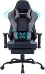 FANTASYLAB Gaming Chairs for Adults,Computer Chair with Massage Lumbar Support and Retractible Footrest, High Back Ergonomic Computer Chair,Adjustable Armrests and Backrest (Grey)