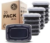 Meal Prep Container 1 Compartment - 20Pack Extra-Thick Food Storage Containers W/Lids Bento Box Reusable BPA Free Lunch Boxes Disposable Stackable Microwave Dishwasher Freezer Safe(28 oz) (20)