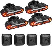 Bike Alarm Taillight with Electric Bell, Anti-Theft Bicycle Taillight with Turn Signals and Automatic Brake Light, Remote Control Bike Rear Light USB Rechargeable Safety Warning Cycling Light, 4 Pack