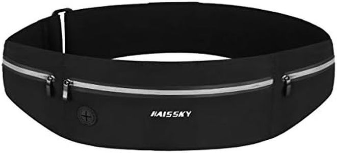 HAISSKY Running Belt, Waist Pack Ultra Light Fitness Belt Water Resistant Running Waist Pack for iPhone 15 Pro Max/14/13 Pro/12/11 Plus Waist Bag for Women Men Fit Smartphone Up to 6.7 inch, Black (Up