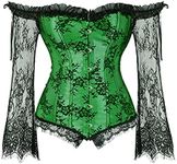 Zhitunemi Plus Size Corsets for Women Renaissance Corset Strap Black Costumes Princess Overbust, Green, X-Large