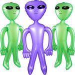 35 Inch Alien Inflates Inflatable Alien Jumbo Alien Blow Up Toy for Party Decorations, Birthday, Halloween, Alien Theme Party (Green, Purple)