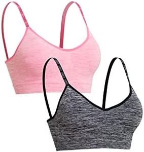 Channo Comfortable Casual Sports Bra Without Underwire and Seamless with Removable Padding Various Packs to Choose from, Pack of 2, Vivo, Small-Medium