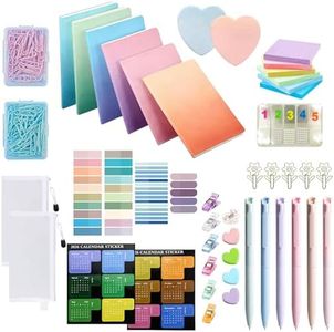 GicCheShark Aesthetic Stationery Set 166 Pcs Cute School Office Supplies with Pencil Case Notebook Gel Pens Sticky Notes Label Stickers File Folders Paper Clips for School Work Office Use