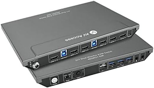 AV Access KVM Switch 2 Monitors 2 Computers, EDID Support, with USB 3.0 Hub – Control 2 PCs in Dual Monitor 4K@60Hz in Extended or Mirror Mode, HDMI Input, Fast Switching via Button/Keyboard Hotkey