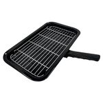 Samuel Groves Vitreous Enamel Universal Grill Pan & Handle, Wire Rack UK Made for Caravan, Campervans, Ovens & Grills (Large 41cm)