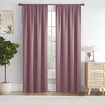 HOMEMONDE Plain Thermal Insulated 75% Room Darkening Blackout Curtains 8 Feet - Long Door Heavy Rod Pocket Curtain Set of 2, Lavender - 96 Inches