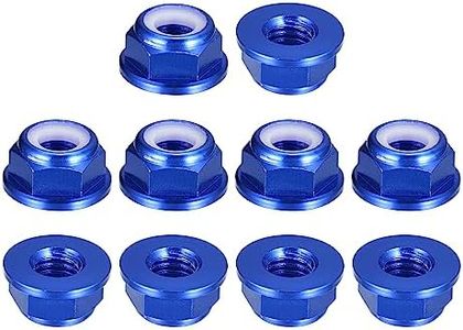 uxcell Nylon Insert Hex Lock Nuts, 10pcs - M6 x 1mm Aluminum Alloy Self-Locking Nut, Anodizing Flange Lock Nut for Fasteners (Sapphire Blue)
