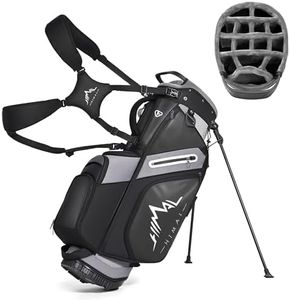 UNIHIMAl 14-Way Golf Stand Bag, PU Leather Golf Bag for Men & Women with Plush Top, 10 Pockets（Including Magnetic Pocket, Cooler Bag）& Adjustable Shoulder Strap