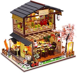 GuDoQi DIY Miniature Dollhouse Kit, Tiny House kit with Furniture, Miniature House Kit 1:24 Scale Japanese Style Shop, Great Handmade Crafts Gift for Birthday Mother's Day