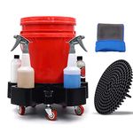 5 Gallon Bucket Dolly with 5 Rolling Swivel Caster(Not Included Bucket),Rolling Bucket Dolly with Bucket Dirt Trap &Clay Mitt for Car Washing, Construction,Food Industry-Detailing Smoother Maneuvering