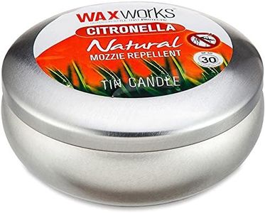 Waxworks Large Tin Citronella Candle with Lid - 30 Hour Burn Time Mosquito Repellant Candle for Outdoor Use - Long Lasting Citronella Candle