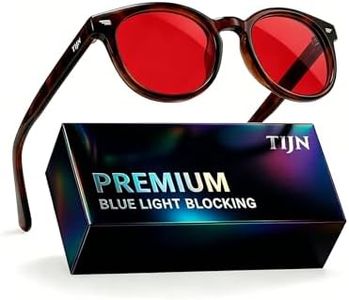TIJN Red Lens Blue Green Light Blocking Glasses for Women Men, Retro Round Frame Computer Gaming Sleep Glasses, Lightweight