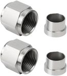 EVIL ENERGY 6AN Female Hardline Tube Nut and Sleeve Fitting Stainless Steel for 3/8" OD Alloy Tubing 2PCS