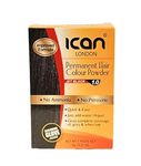 ICAN PERMANENT HAIR COLOR POWDER, NO AMONIA, NO PEROXIDE (1.0 JET BLACK)