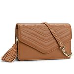 Small Quilted Crossbody Purse for Women, Shouler Bags RFID Cell Phone Wallet Purse Clutch with Tassel (Brown)