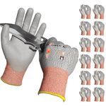 Schwer 12 Pairs ANSI A5 Cut Resistant Work Gloves, Cut Proof Gloves with PU Coating, Used for Metal Fabrication, WoodWorking, Construction, Non Slip, Durable, XL, CR3088