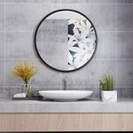 MIQU Round Black Mirror,50cm Round Makeup Dressing Mirror Wall Framed Modern Fashion Mirror for Vanity, Bathroom or Bedroom