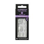 KISS imPRESS Premium No Glue Pedi Press-On Toenails, Sparkling White Silver, Silver Glitter, Squoval Shape, Includes 24 Nails, Prep Pad, 1 Manicure Stick, 1 Mini File