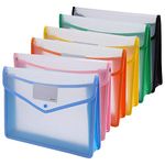 A4 Plastic Wallets, Ipow 6 Pcs Plastic Folders Document Files Folders Popper Wallet Envelope Pockets Large Capacity with Quick Snap Closure, Card Slot for Office Home School Travel