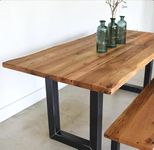 METALBUCKS Metal Bucks Live Edge Dining Table/Solid Sheesham Wood Industrial Kitchen Table With Metal Legs, Teak