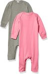 Marky G Apparel Baby Rib Coverall, Granite Heather/Raspberry, 6 Months