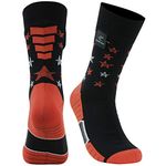 RANDY SUN Waterproof Flag Socks, Ultralight Mid Calf Athletic Socks for Men and Women, Cushion Hiking Running Walking Fishing Climbing Socks, 1 Pair-Black&Red X-Small