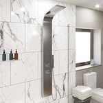 Architeckt® Thermostatic Shower Panel Tower, Three Function 3-in1 Shower System with Rainfall Head, Handheld Handset, 2 Massage Body Jets, Showers Column, Brushed Steel