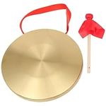 22cm/8.6inch Gong with Mallet Brass Copper Hand Gong Cymbals Portable Brass Tam Tam Gong Brass Traditional Chinese Percussion Instruments with Round Playing Hammer Orchestra Church Opera