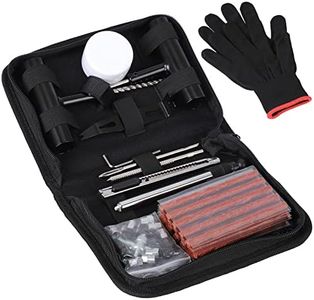 SHYOSUCCE 62pcs Kit de Réparation de Pneu avec Manometre Pression Pneu Gants, Kit de Reparation pour Voitures, Vélos, Motos, Tracteurs, Camions