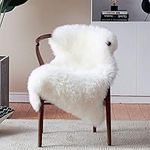 duduta White Faux Fur Chair Seat Covers, Fluffy Shag Sheepskin Bedside Rugs Throw Washable 2x3 ft