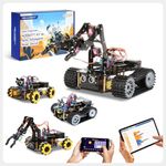 Robotics for Kids Ages 12-16, ACEBOTT 4 in 1 Smart Robot Arm with 5DOF + Tank Car, STEM Toys Coding Kit Compatible with Arduino & Scratch, App & Remote Control, Gift for Kids & Teens