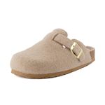 CUSHIONAIRE Women's Hana Cork Footbed Clog with +Comfort, Wide Widths Available, Sand Wool, 5